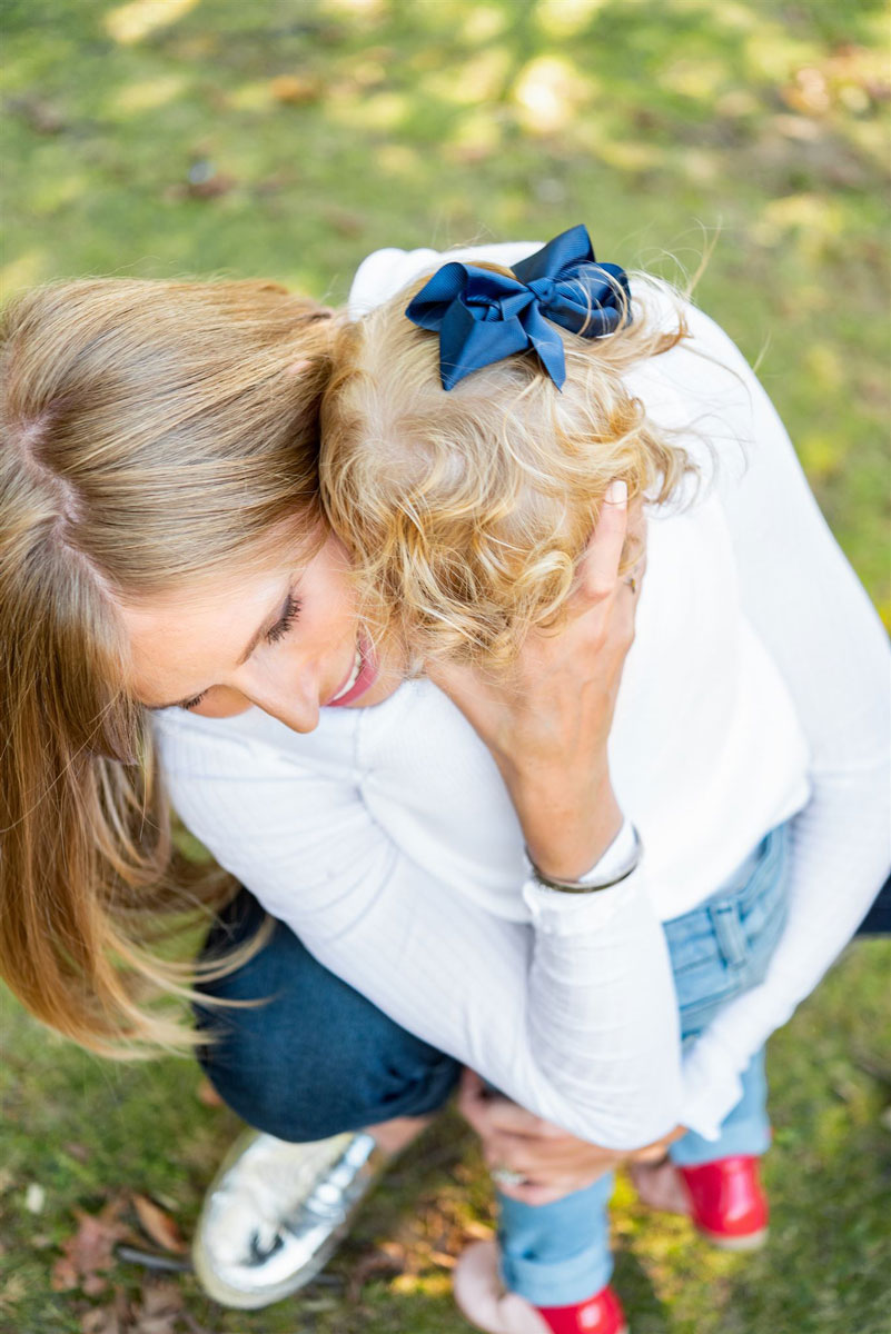 hugging a child