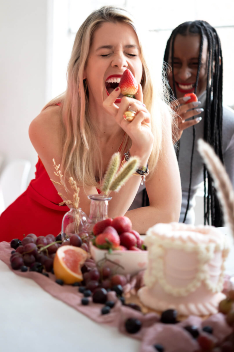 candid lifestyle photography of women celebrating galentine's day in nyc