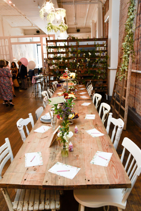 table decor for a baby shower hosted at maman in nyc